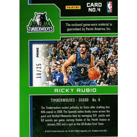 RICKY RUBIO - TIMBERWOLVES - PATCH CARD - LIMITOWANA KARTA NBA