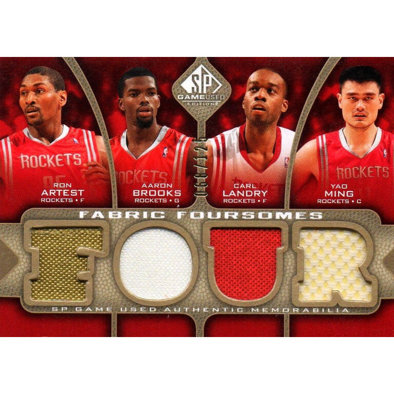 RON ARTEST / AARON BROOKS / CARL LANDRY / YAO MING - KARTA NBA QUAD JERSEY