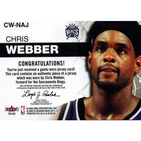 CHRIS WEBBER - KINGS - KARTA NBA