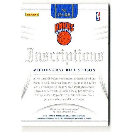 MICHAEL RAY RICHARDSON - NY KNICKS - KARTA NBA - KARTA Z AUTOGRAFEM
