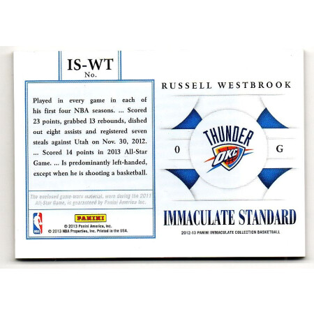 RUSSELL WESTBROOK - THUNDER - 12-13 PANINI IMMACULATE - KARTA NBA