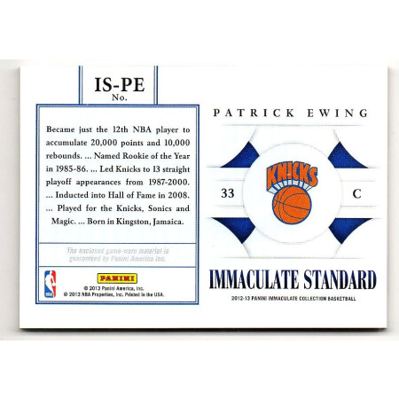 PATRICK EWING - NY KNICKS - 12-13 PANINI IMMACULATE - KARTA NBA