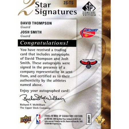 JOSH SMITH / DAVID THOMPSON - HAWKS / NUGGETS - KARTA NBA - KARTA Z AUTOGRAFEM