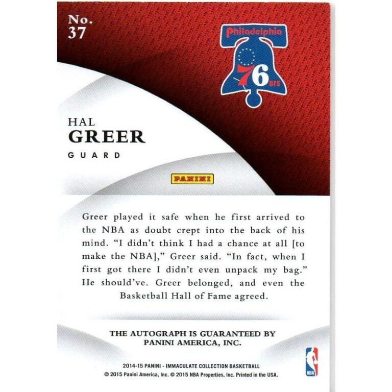 HAL GREER - 76ERS - KARTA NBA - KARTA Z AUTOGRAFEM