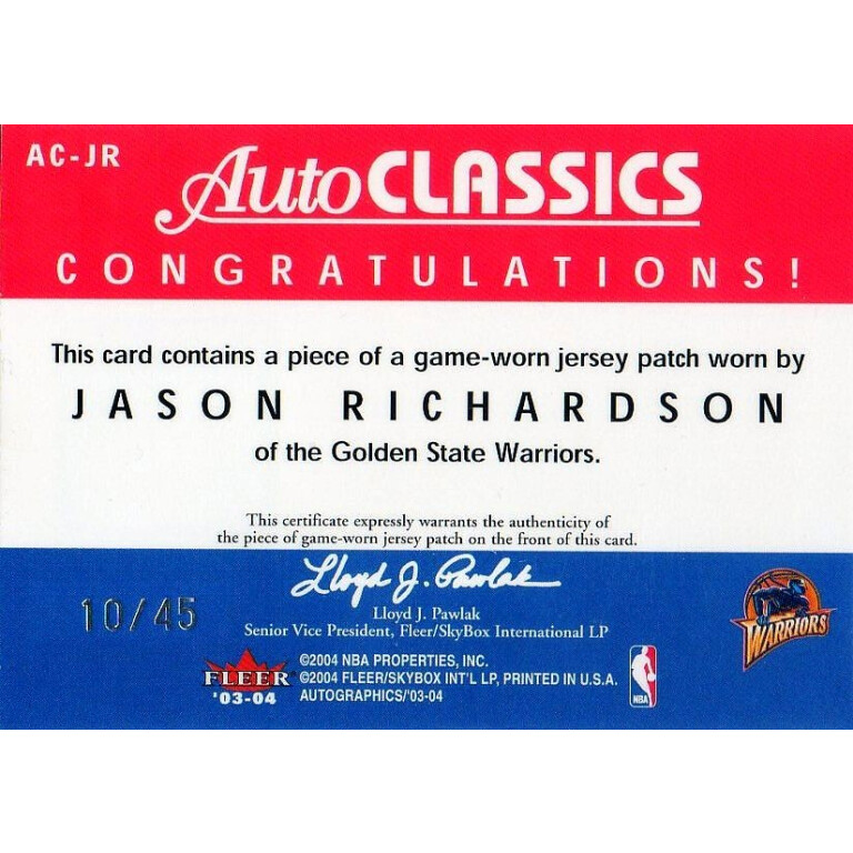 JASON RICHARDON - WARRIORS - KARTA NBA - PATCH
