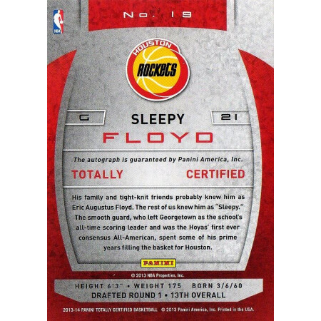SLEEPY FLOYO - ROCKETS - KARTA NBA - KARTA Z AUTOGRAFEM