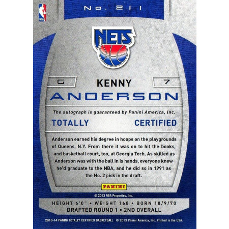 KENNY ANDERSON - NETS - KARTA NBA - KARTA Z AUTOGRAFEM