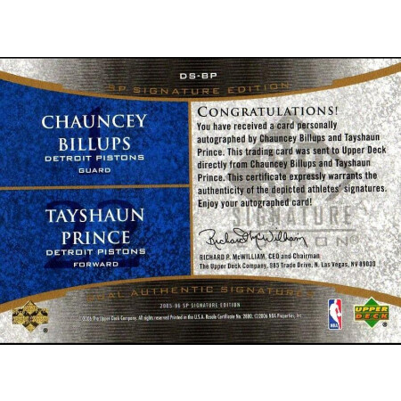 CHAUNCEY BILLUPS / TAYSHAUN PRINCE - PISTONS - KARTA NBA - KARTA Z AUTOGRAFEM