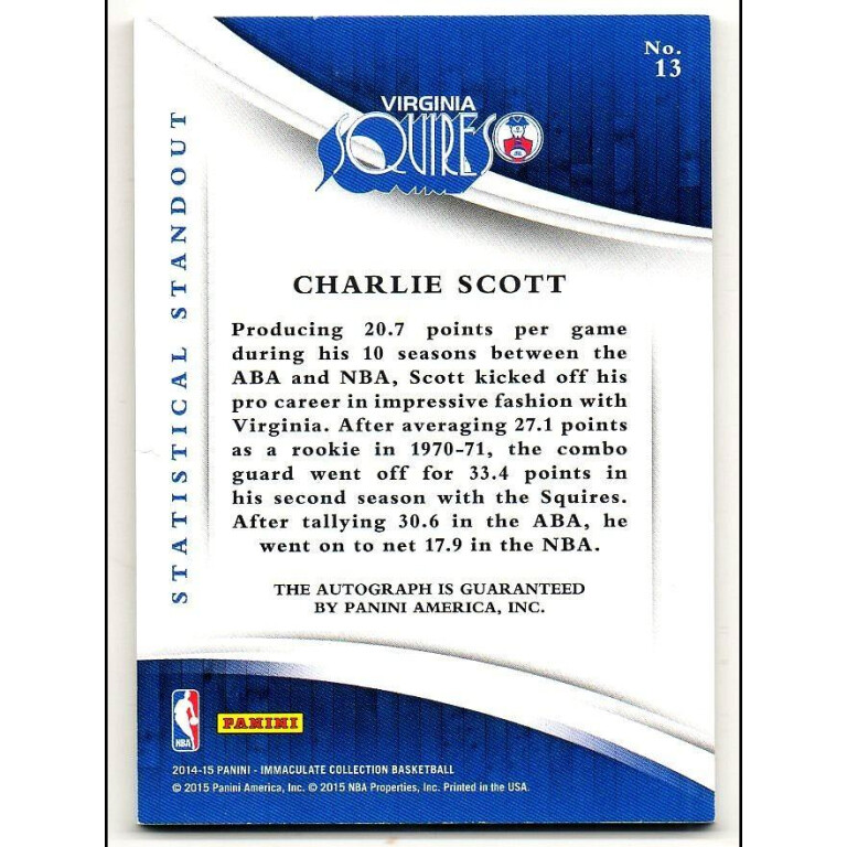 CHARLIE SCOTT - CELTICS - KARTA NBA - KARTA Z AUTOGRAFEM